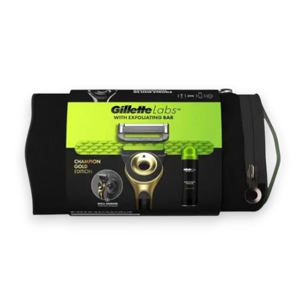 Набор для бритья Gillette Labs Gold Edition: Бритва (1 шт.) + Настенное
                  крепление + Гель 200 мл + Сумка 02894 в ассортименте магазина BIO Trading LTD