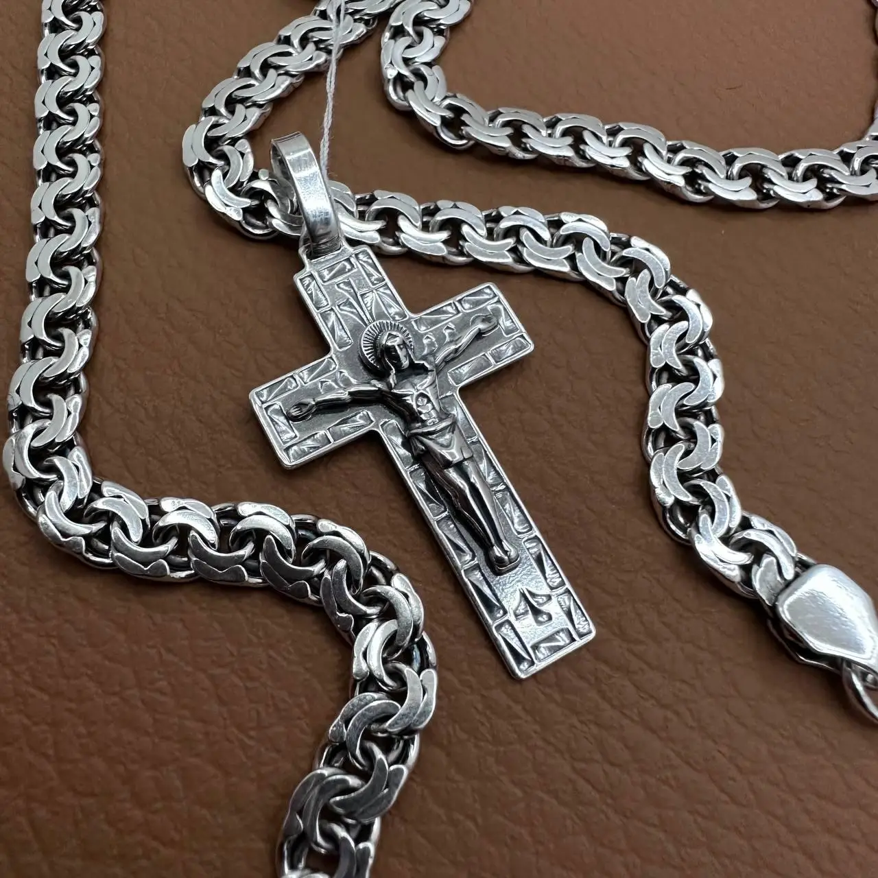 Комплект! Серебряная цепочка с крестиком Серебро 925 пробы, цепь + крест мужской в интернет-магазине «Family Jewelry»