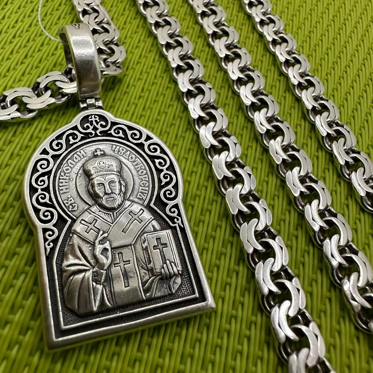 Мужской массивный серебряный комплект ладанка и цепочка серебро 925 пробы в интернет-магазине «Family Jewelry»