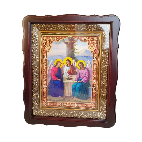 Аналойная икона Двунадесятые праздники в фигурном темном киоте, размер 40*33, сюжет  21*28, 28 сюжетов в интернет-магазине Family Store