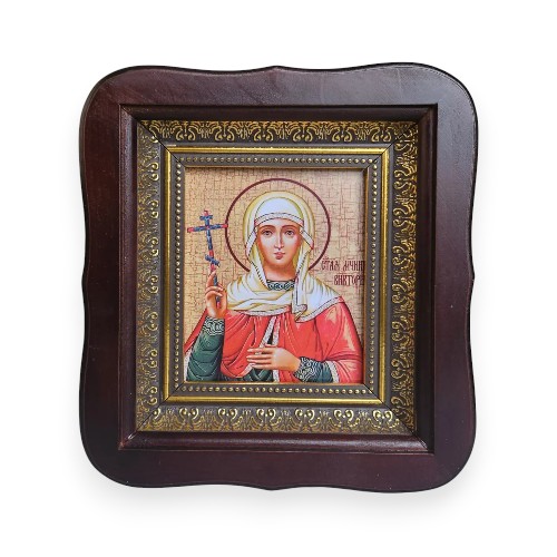 Икона именная Святая Виктория в деревянном киоте сюжет 10*12 от компании Family Store