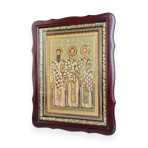 Икона Три Святых Василий, Иван, Григорий в темном деревянном киоте под стеклом, киот 41*31, сюжет 20*30
в интернет-магазине Family Store