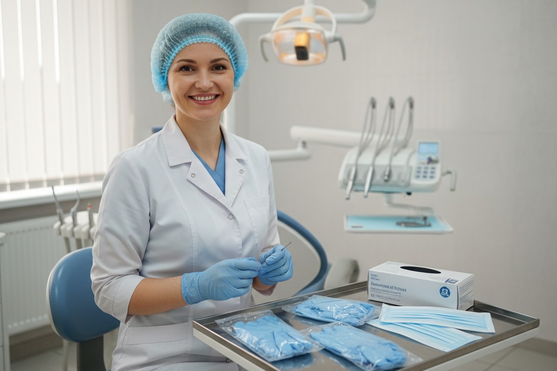 Витратні матеріали - нагрудники, медичні маски, слиновідсмоктувачі, нітрилові рукавички купити в Києві