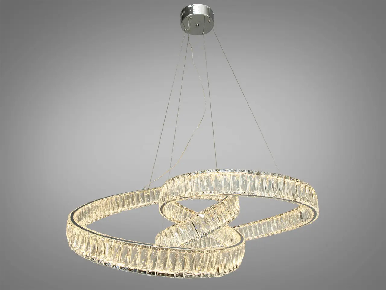 Хрустальная светодиодная люстра на тросах 175W в хроме от интернет-магазина S-svit