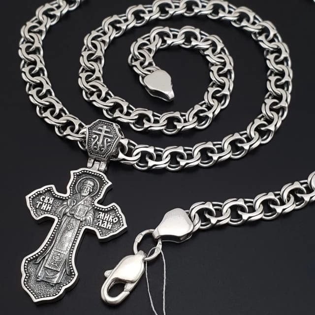 Купить толстые серебряные цепочки с крестиком в интернет-магазине «Серебряная планета»